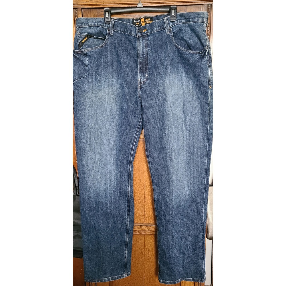Ariat Rebar M3 DuraStretch Basic Straight Leg Jeans Mens 42x34 Blue 10022605
